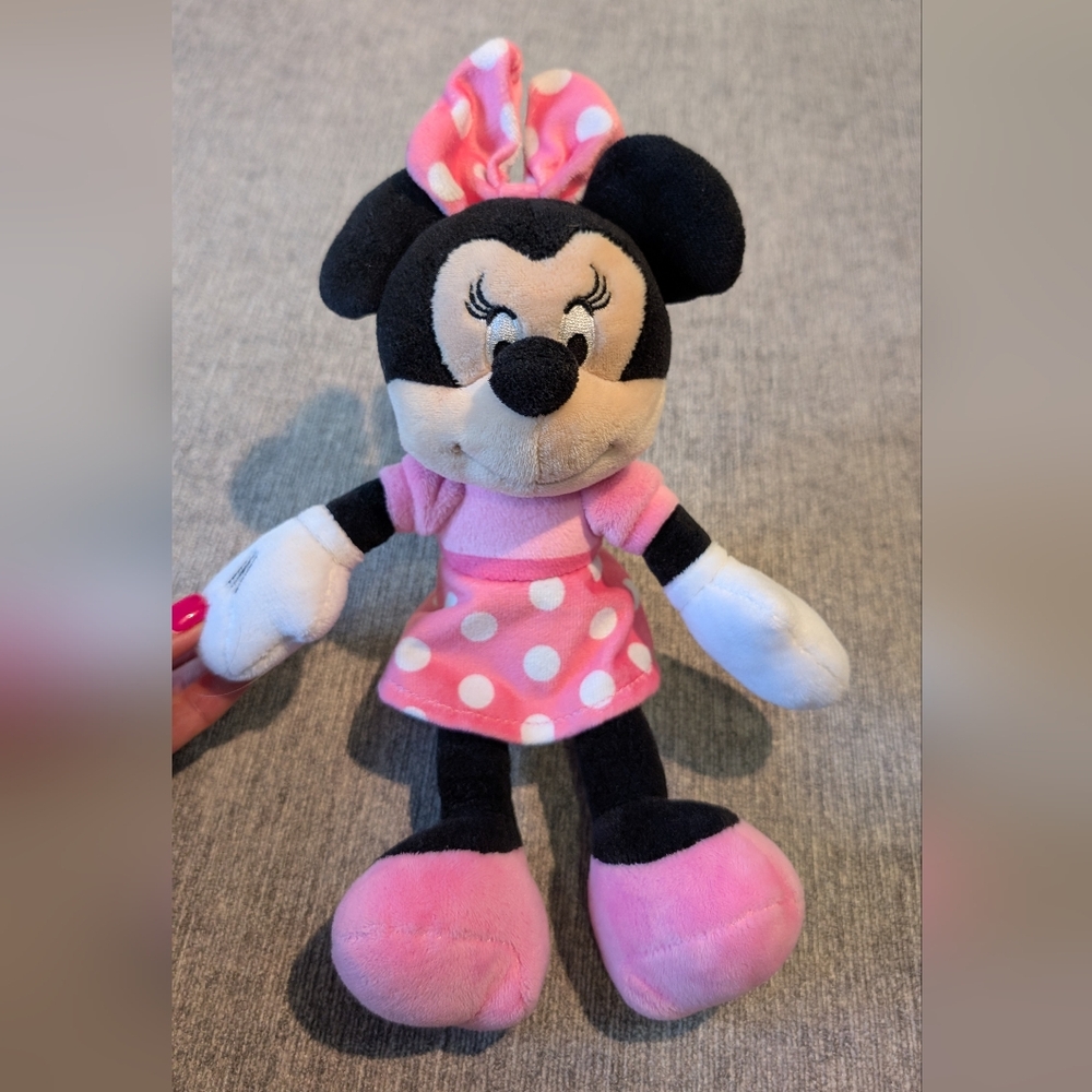 Disney Minnie Mouse Stuffy Plush Pink Dress Crinkly Ears